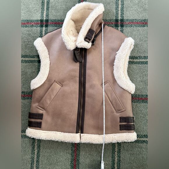 Zara Limited Edition pearlized brown coated double faced vest w buckles - NWOT M - Picture 5 of 15